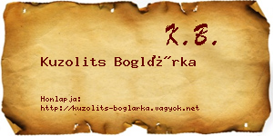 Kuzolits Boglárka névjegykártya